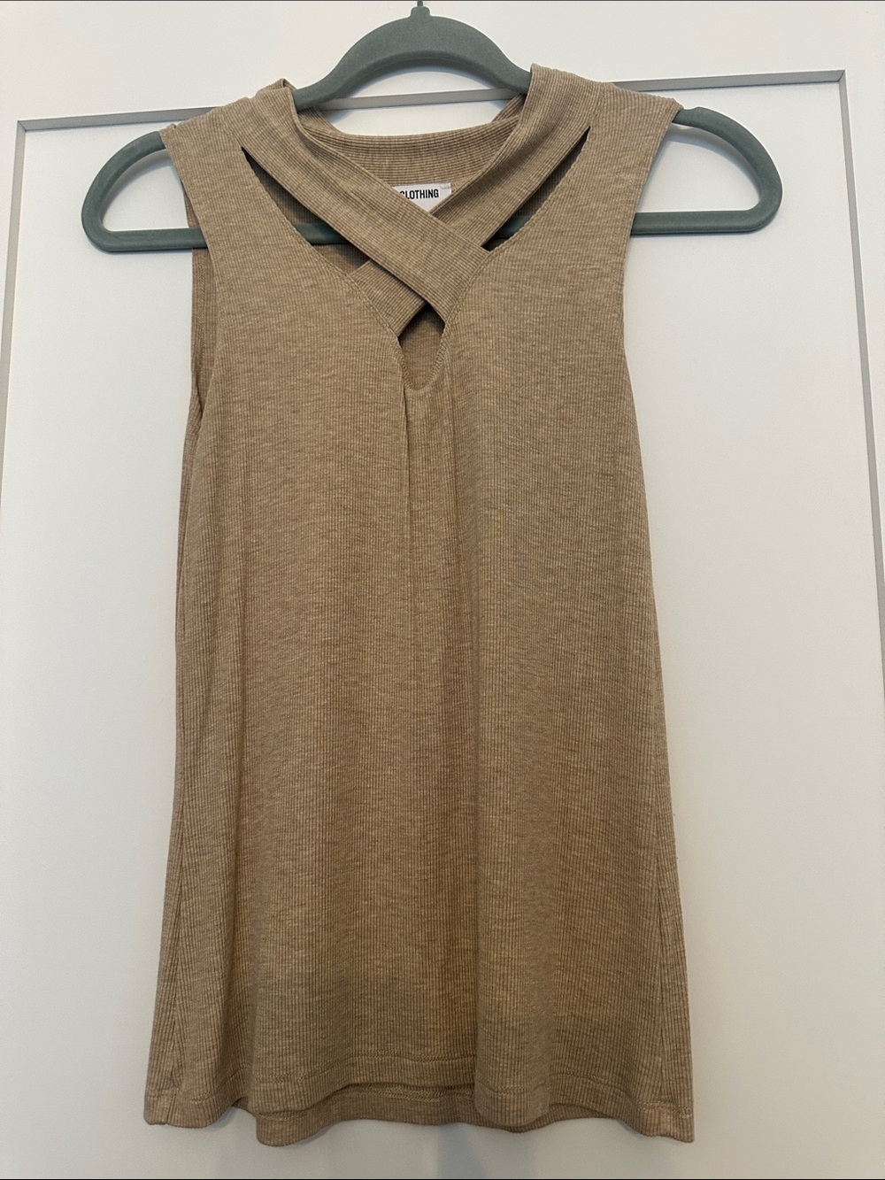 LNA Crisscross Ribbed Tank Top - Taupe